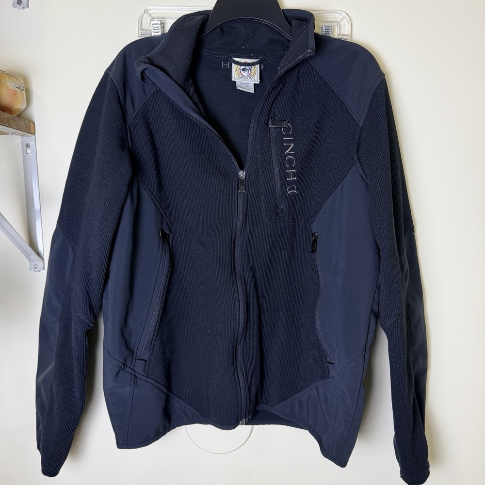 Cinch Men's L Western Bonded Full Zip Jacket Black Softshell Fleece Lined